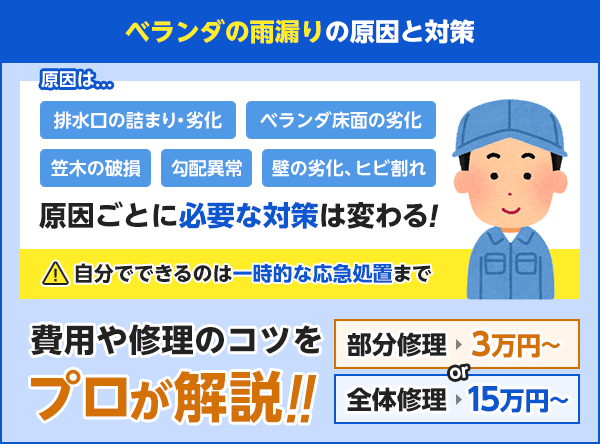 ベランダの雨漏りの原因と対策