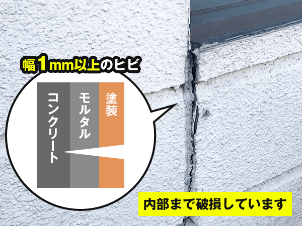 大きなヒビ