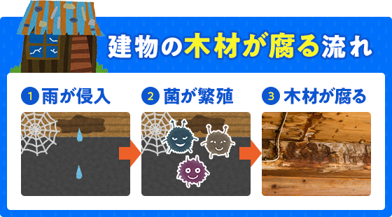 建物の木材が腐る流れ