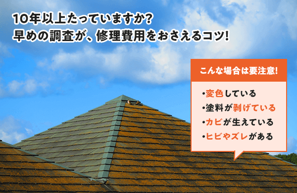 屋根のメンテナンスのめやす
